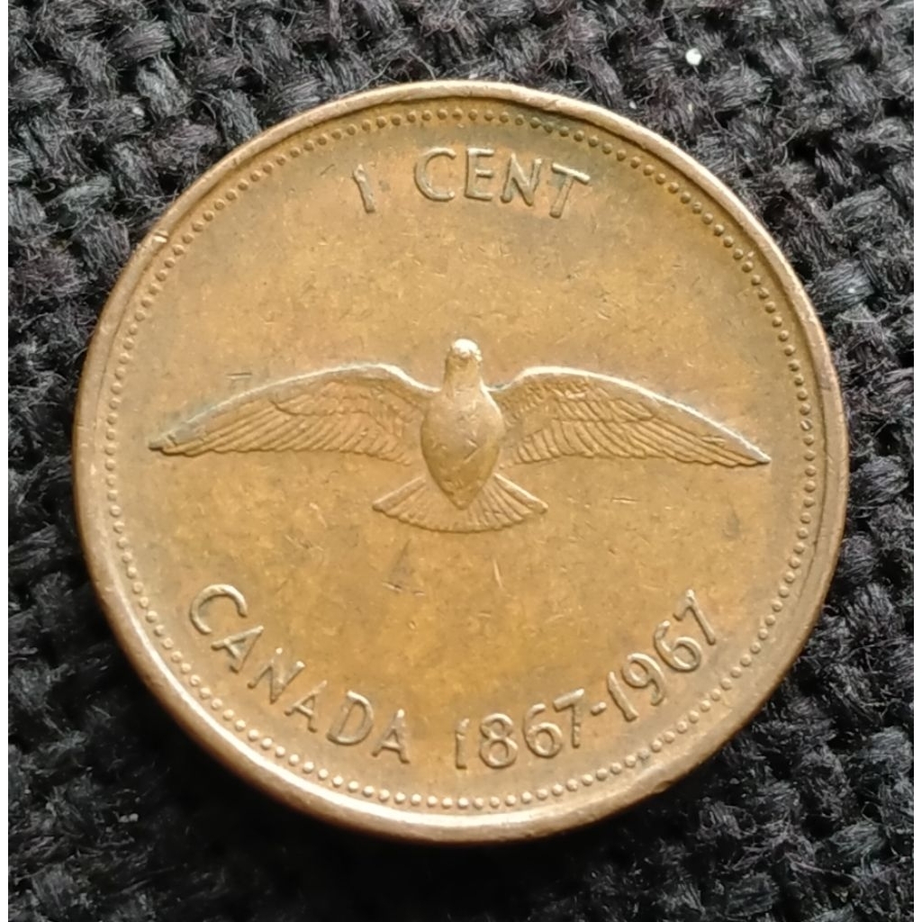 Koin Kuno Canada 1 Cent 1967 Peringatan 100 tahun Canada