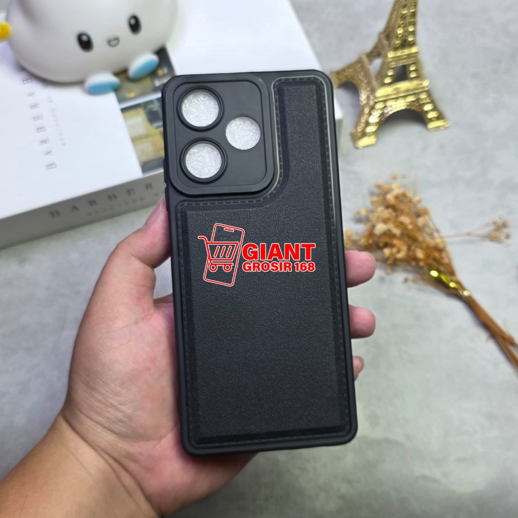 CASE INFINIX HOT 30 INFINIX HOT 30I INFINIX HOT 30 PLAY CASE LEATHER PRO CAMERA BLACK SOFTCASE INFIN