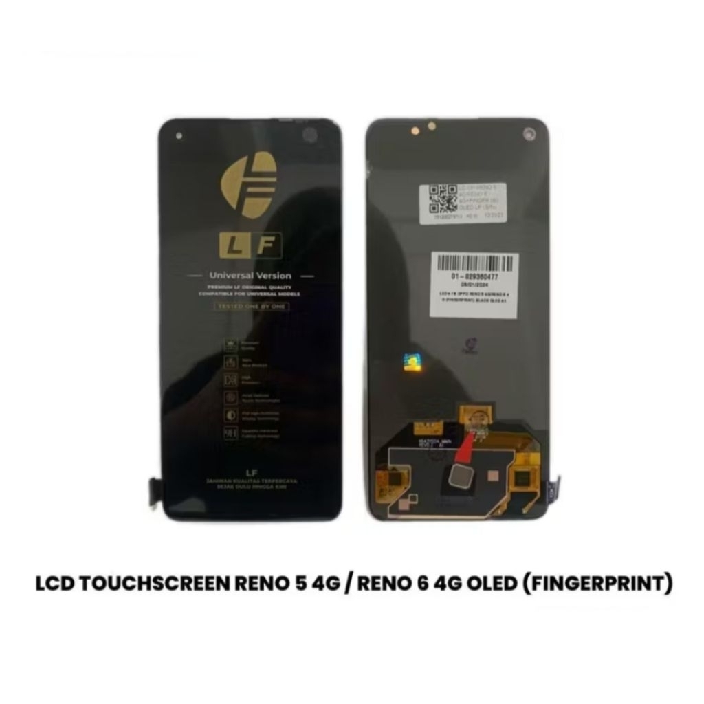 LCD TOUCHSCREEN RENO 5 4G / RENO 6 4G OLED ( FINGERPRINT ) BLACK OLED