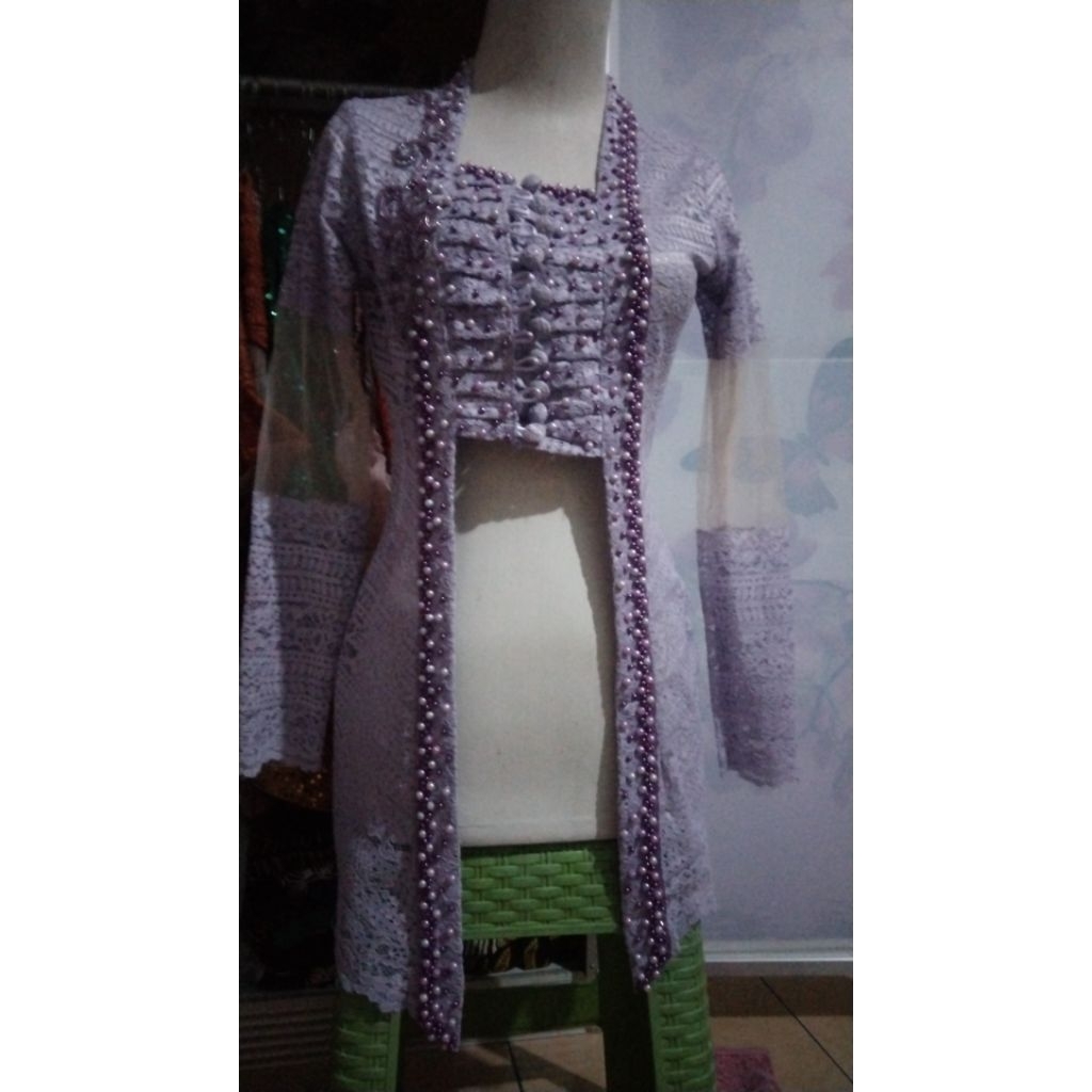 kebaya preloved kutu baru motif mutiara +Payet jepang
