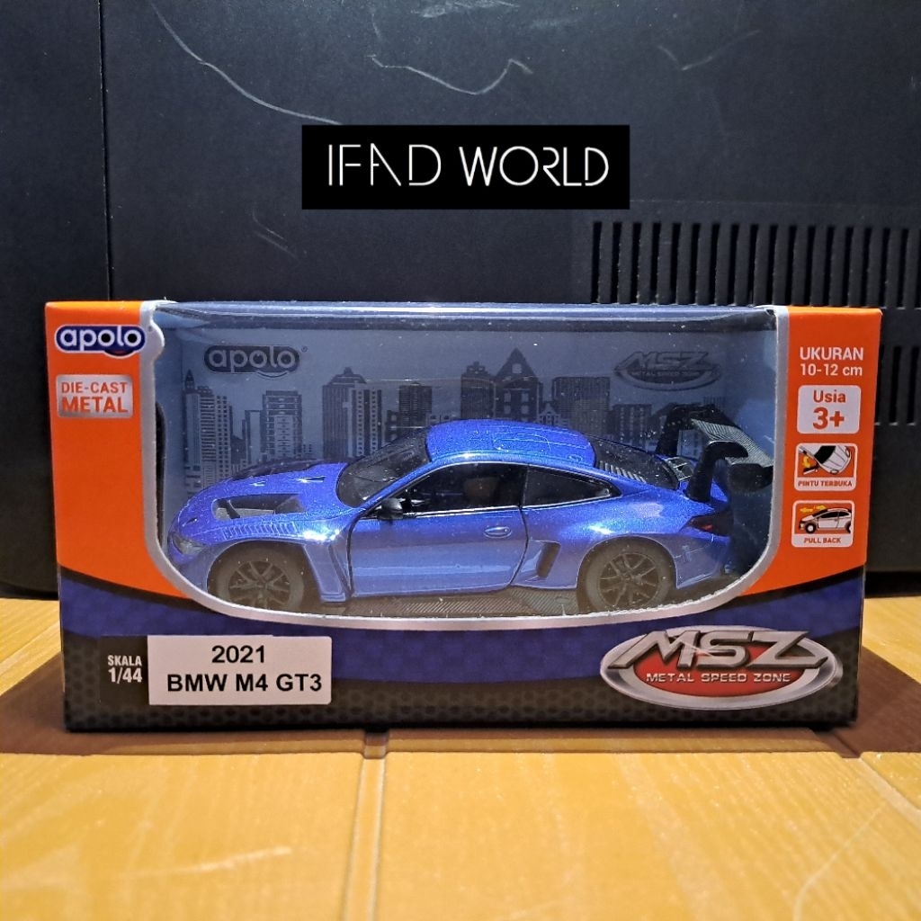 MSZ Apolo - BMW M4 GT3 2021 Blue (Diecast skala 1/44)