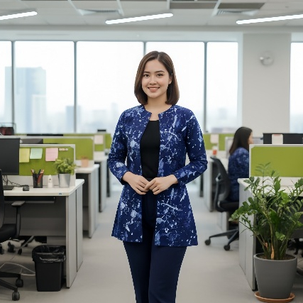 Batik Sang Bintang. Outer Batik Motif Ciprat Kemensos. Outer/blazer Batik Wanita Lengan Panjang Warn