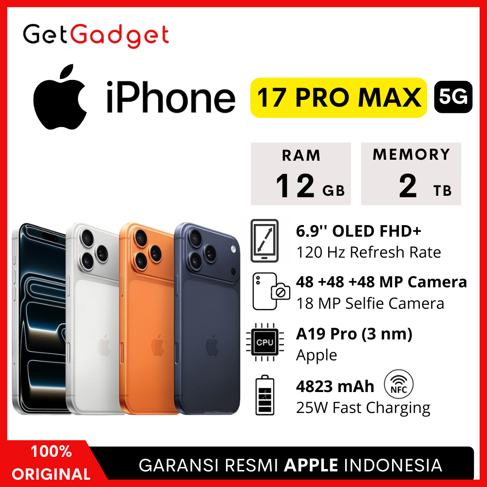 Apple iPhone 17 Pro Max - 256GB 512GB 1TB 2TB - New Baru Original Garansi Resmi Indonesia GDN iBox