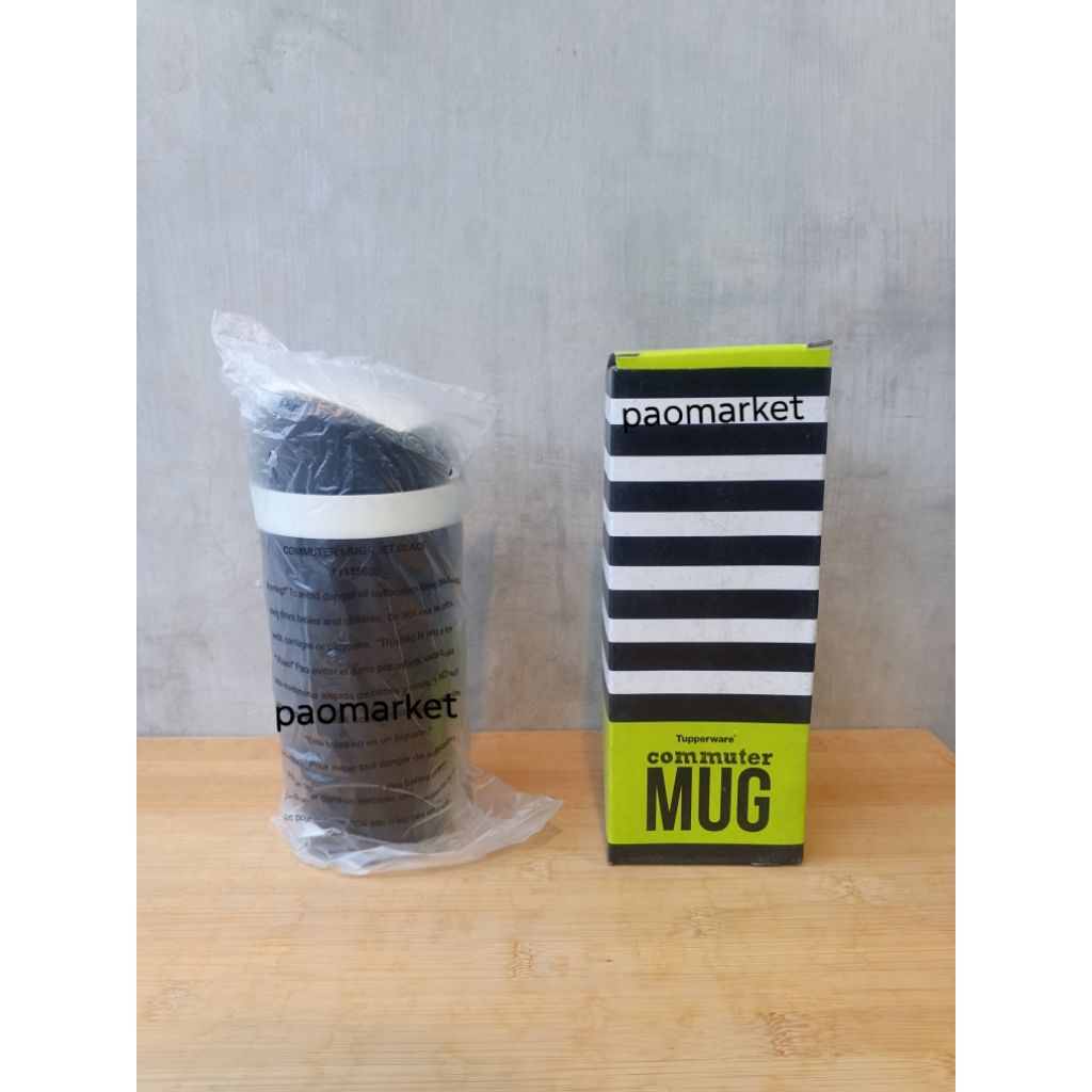 tupperware commuter mug 360 ml new black white - termos hitma putih tupperware - untuk kerja piknik 