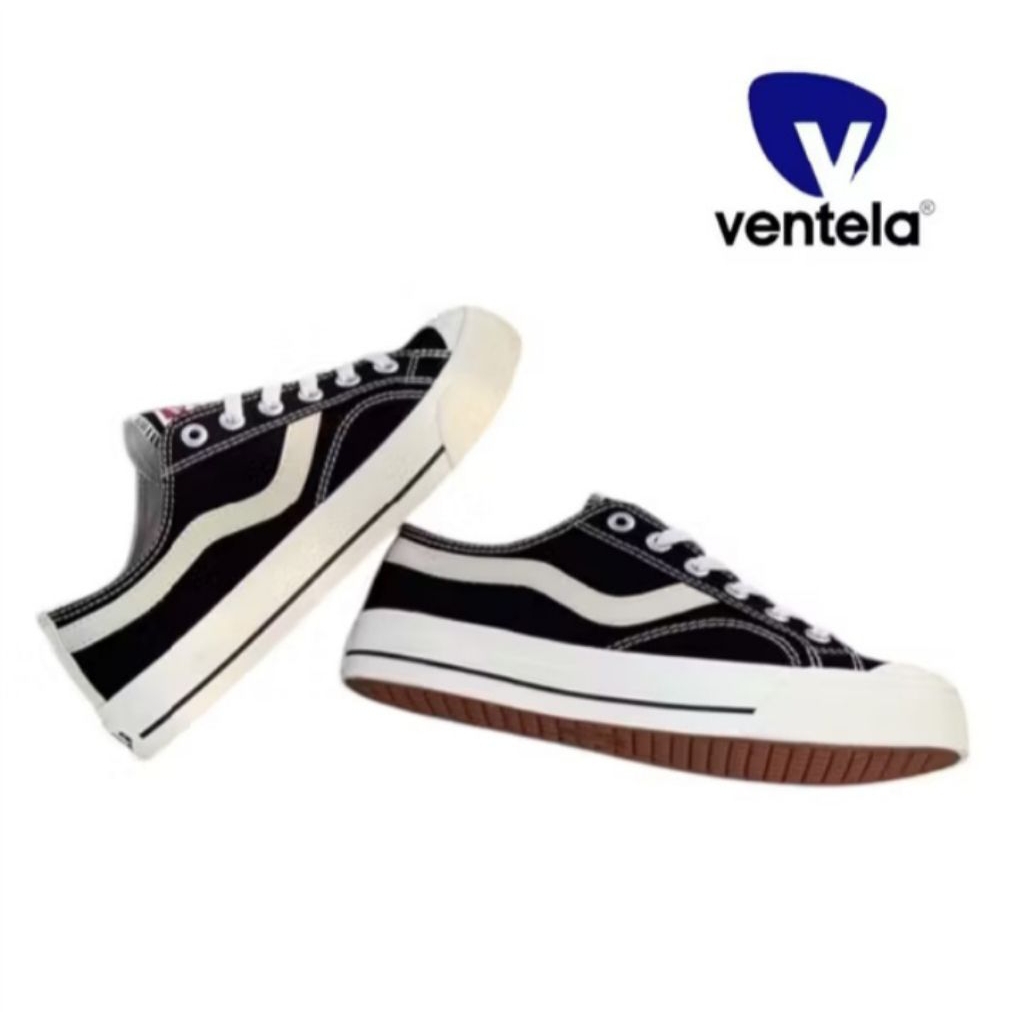 Sepatu Ventela Publik Pendek Hitam Putih Sekolah Kerja Vantela Premium