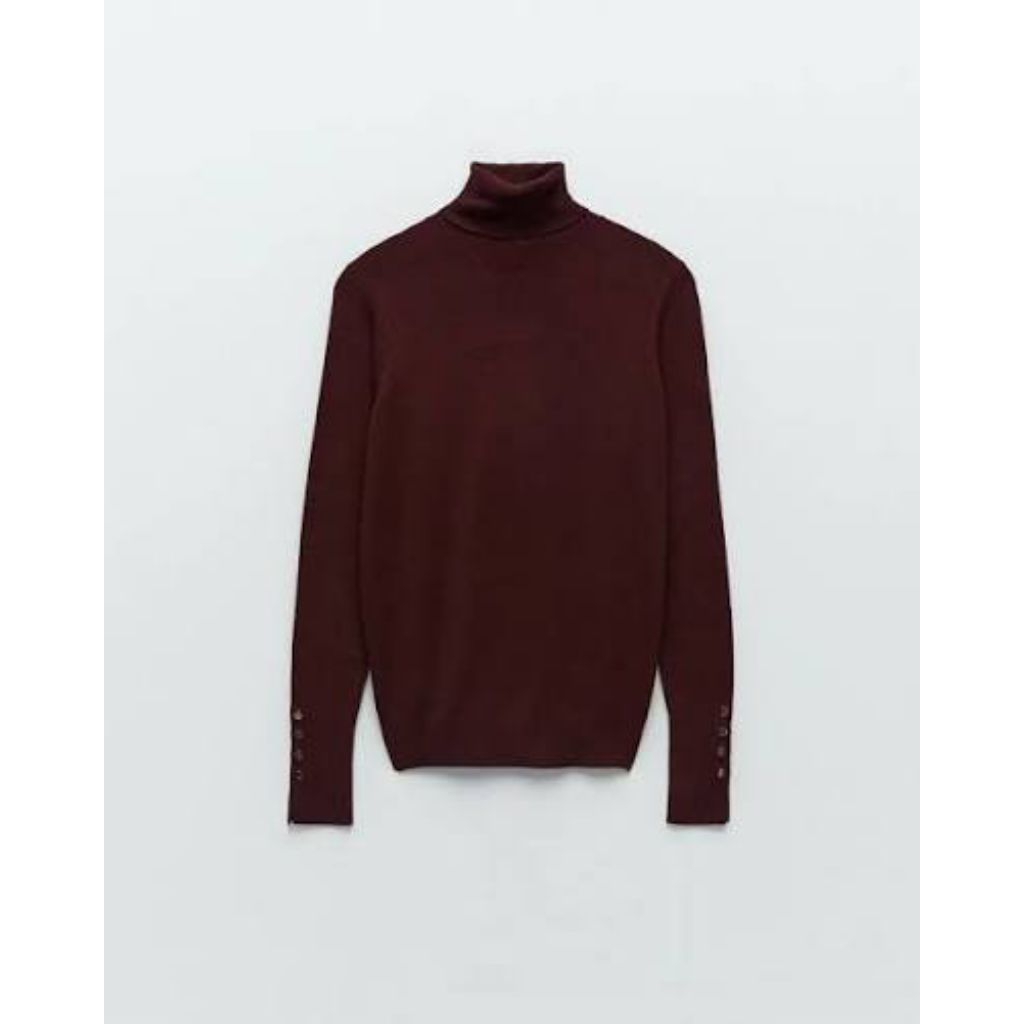 ZARA KNIT TURTLE GOLD BUTTON M preloved