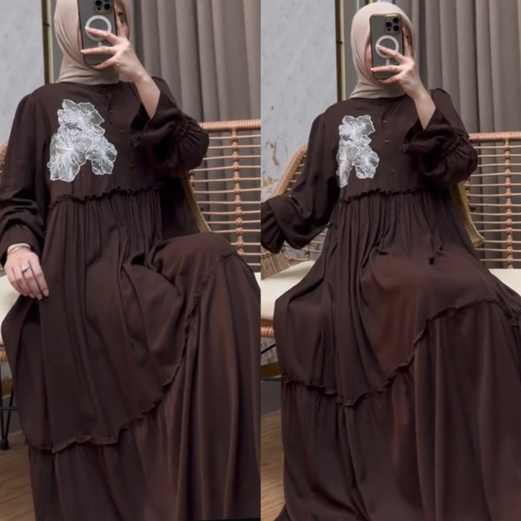 GAMIS POLOS RENDA IMPORT / DRESS ALINA RAYON TWILL BUSUI FRIENDLY