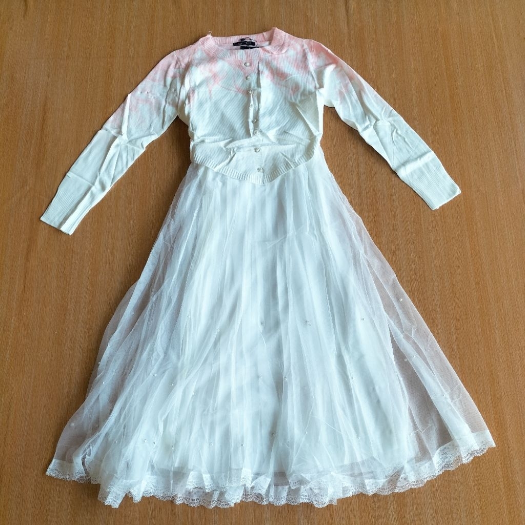 Gamis Dress Midi Rajut kombinasi tutu import Bangkok BKK