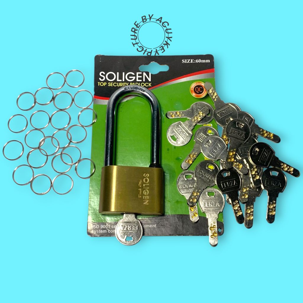 10 15 20 25 30 35 40 45 50 KUNCI GEMBOK 60MM SOLIGEN PER COMPUTER KUNINGAN LEHER PANJANG