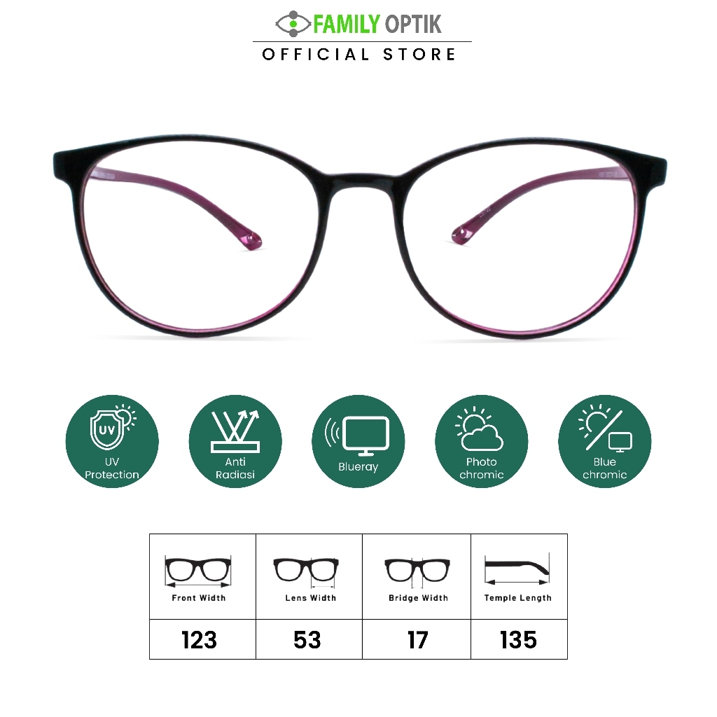 Family Optik - Kacamata Hashtag Blueray Photocromic Anti Radiasi 557