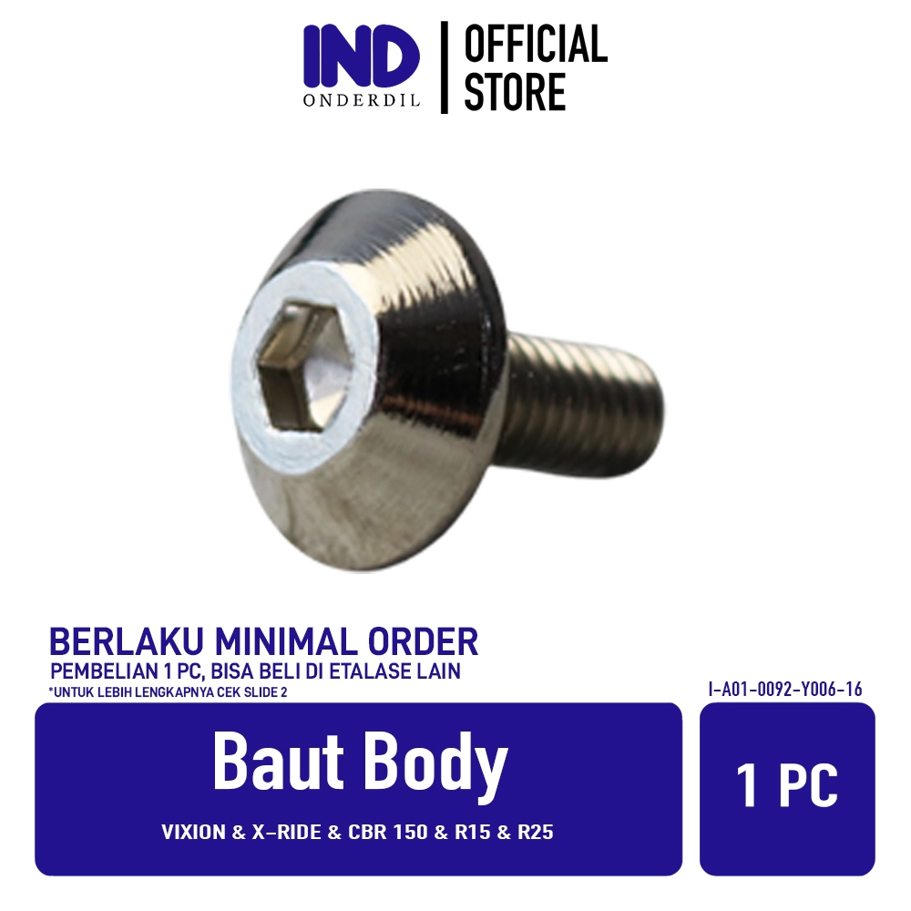 GROSIR IND Onderdil Baut Body Vixion & X-Ride & CBR 150 & R15 & R25 Baud Bodi Bodii Cover 6x14