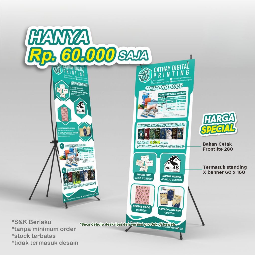 X Banner 60 x 160 cm MURAH alat besi tebal | X Banner Custom | X Banner paket MURAH