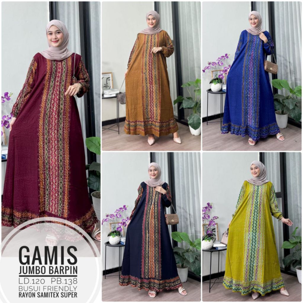 GAMIS BATIK JUMBO LD 120 DAN LD 130 GAMIS RAYON KEKINIAN MURAH
