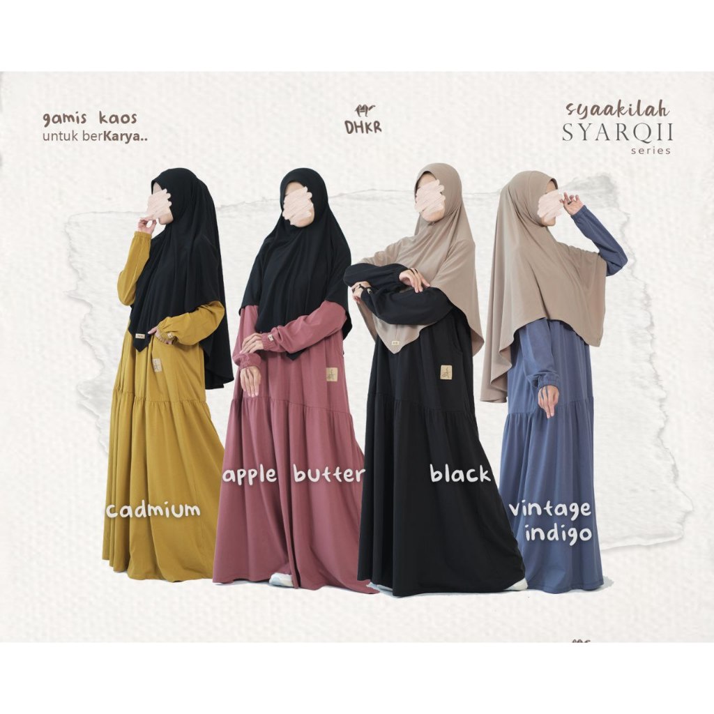 Gamis Hitam Wanita Terbaru Bahan Kaos Polos Wudhu Busui Friendly Dhikr & Sabr