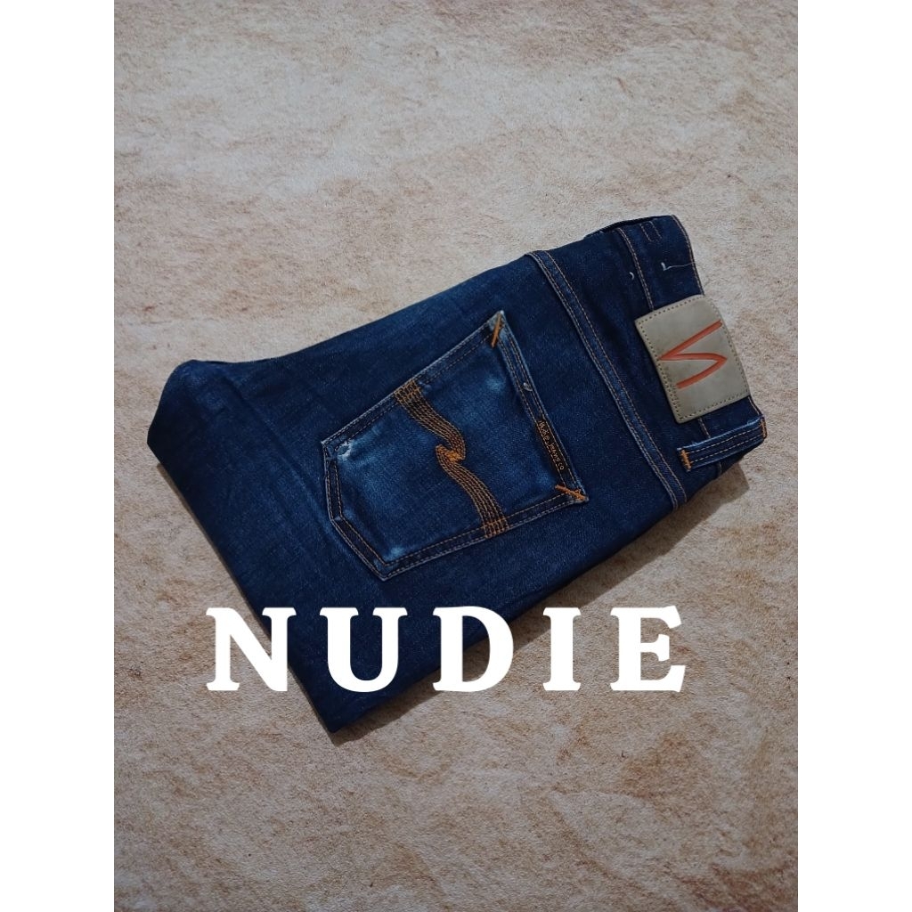 Jeans luxury NUDIE bahan ngaret slim straight bekas pakai