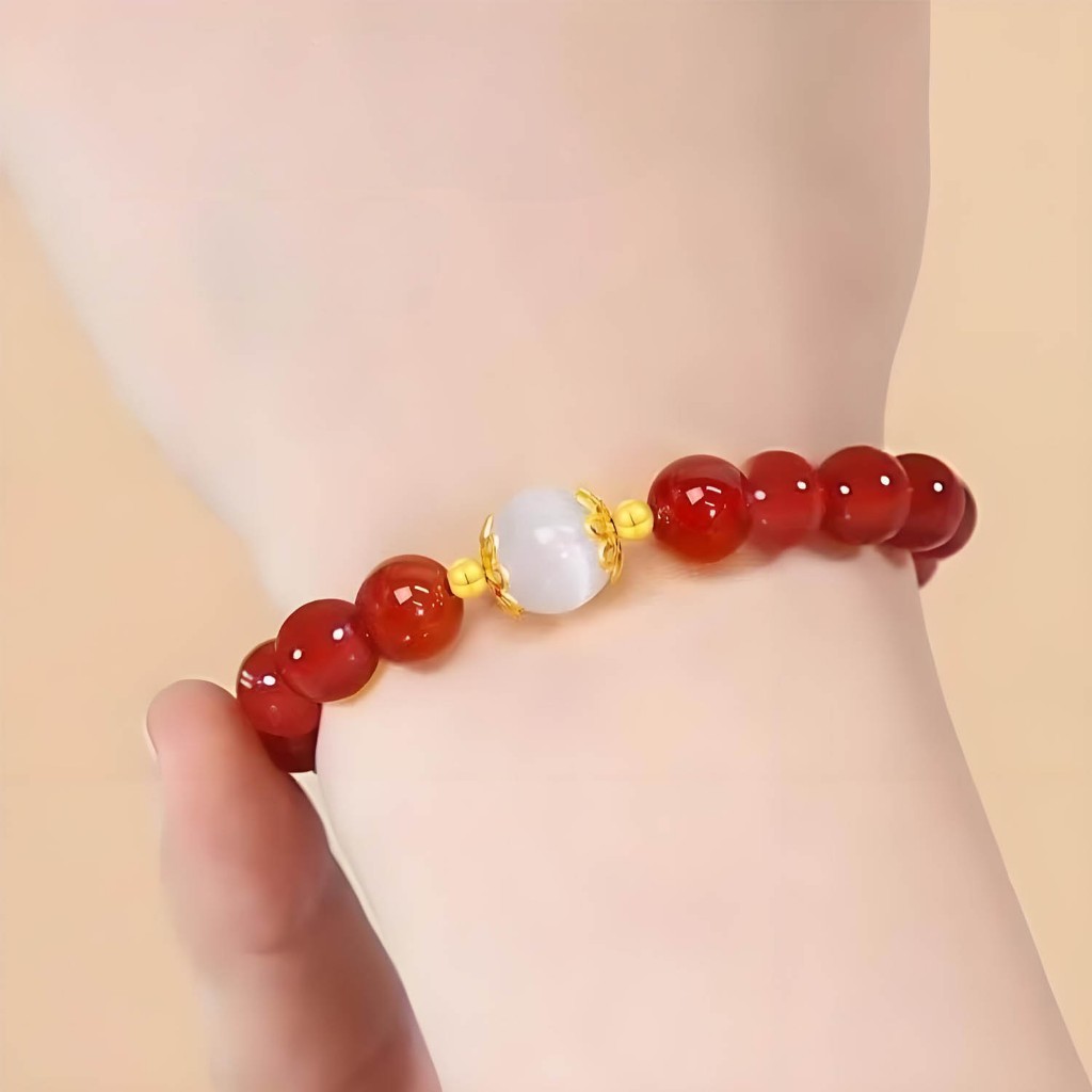 Gelang Mata Kucing Batu Akik Merah, Gelang Batu Akik Merah, Cocok Untuk Dipakai Sehari-Hari.