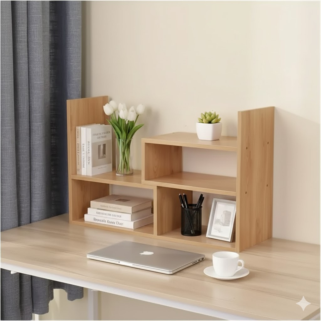 Rak Buku Meja Belajar Meja Kantor Rak Kayu Pinus Minimalis Aesthetic