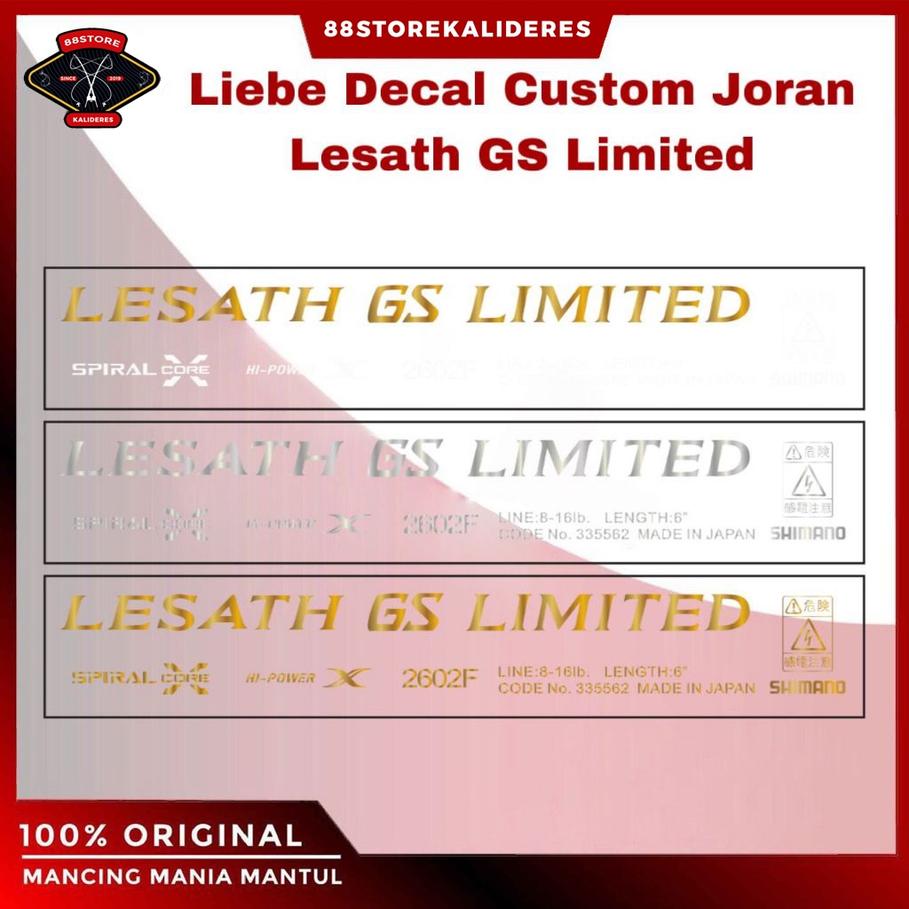 88storekalideres Liebe Sticker Decal Joran Shimano Lesath GS Limited