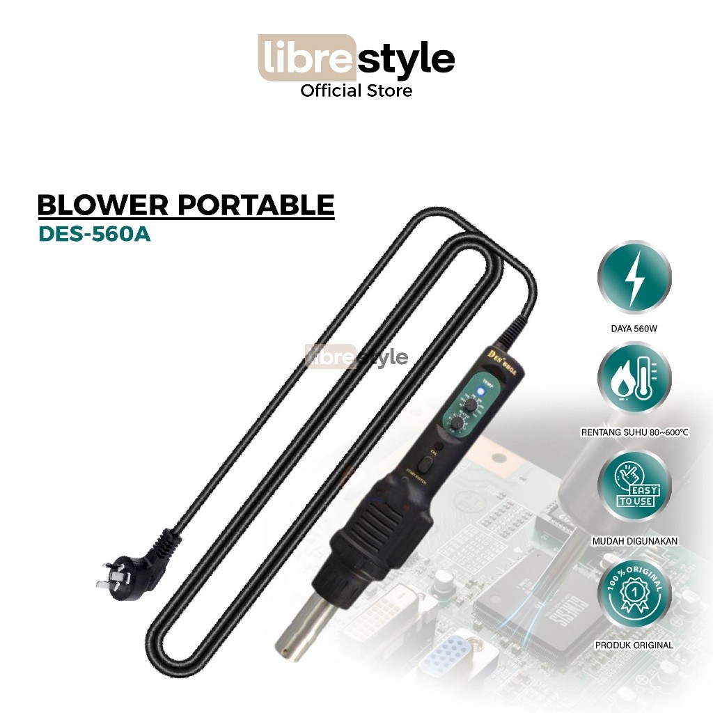 Blower Portable DES 560A Original Jerman – Hot Air Portable, Praktis untuk Servis HP/Technician Use