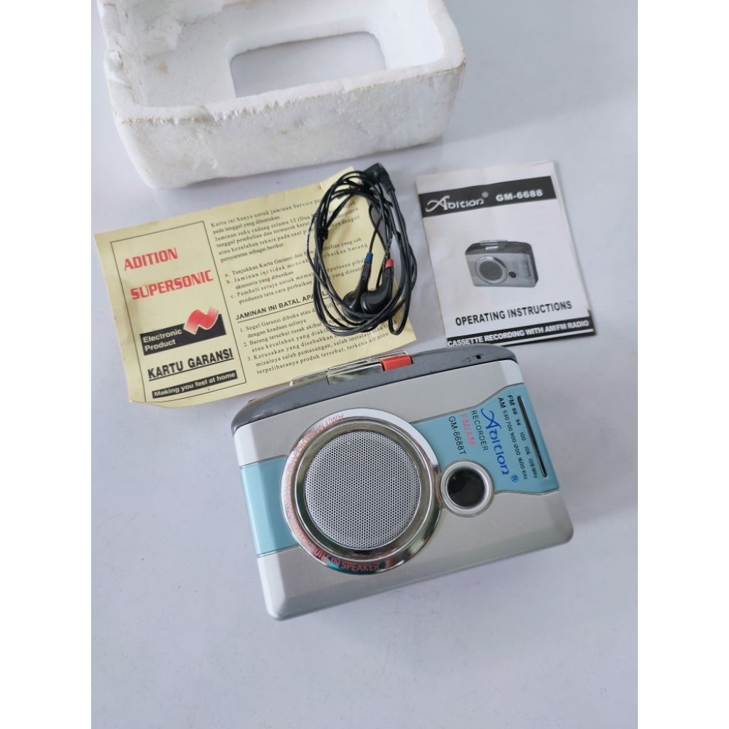 Walkman Adition vintage NOS radio AM FM stereo tuner cassette player pemutar kaset pita antik koleks
