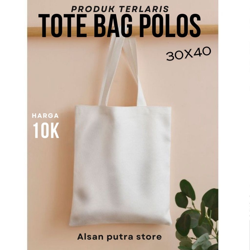 Tote Bag Canvas Blacu Polos Ukuran 30x40 Tas Belanja Ecoprint bisa di lukis bahan tebal
