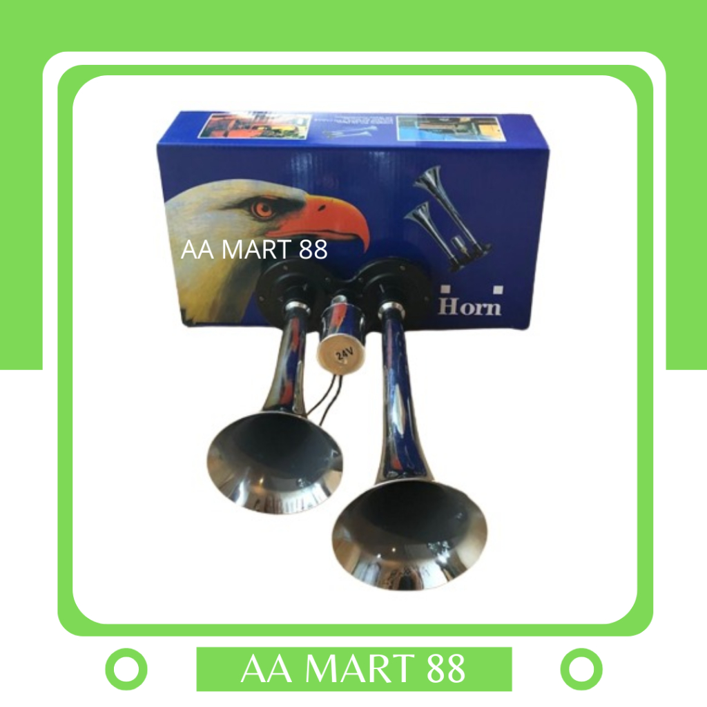 KLAKSON 2 TEROMPET (PENDEK) KLAKSON ANGIN 2 CORONG / AIRHORN SET 2 TEROMPET 24 VOLT