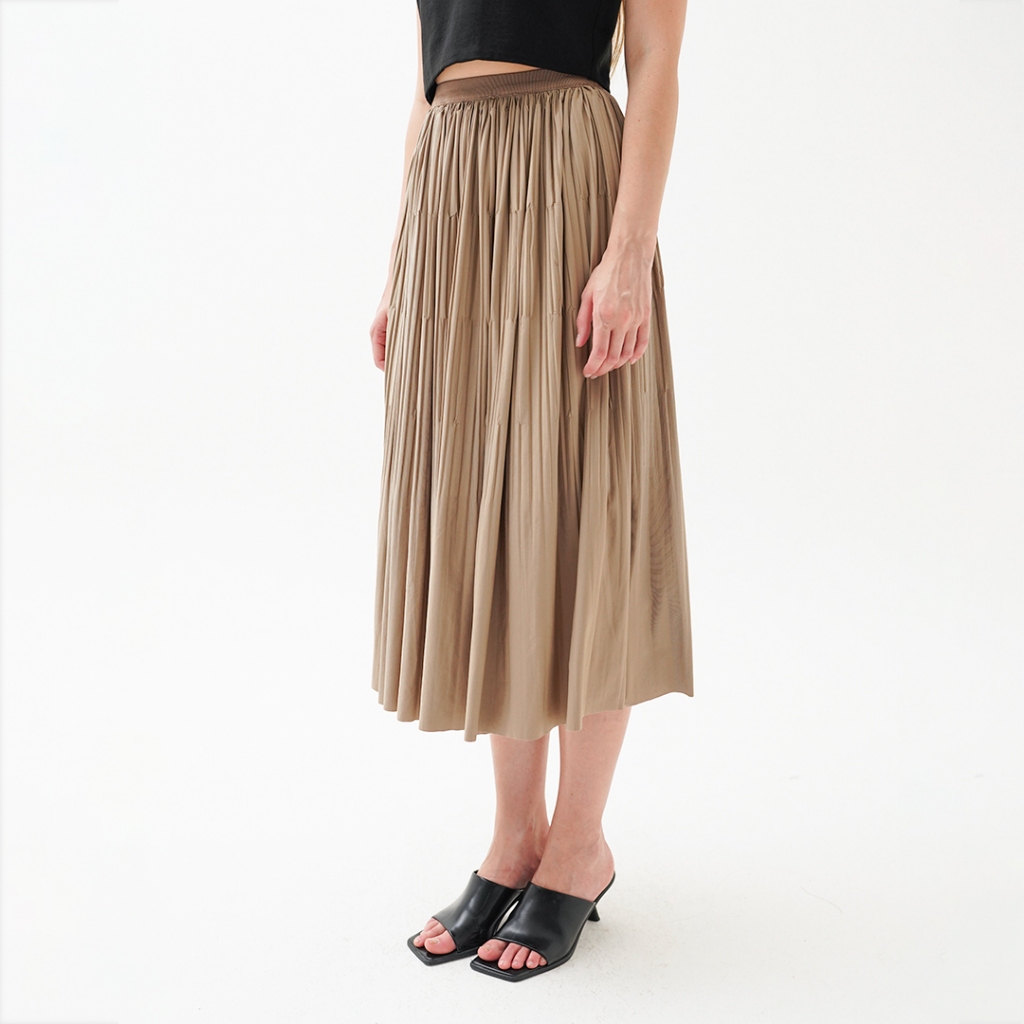 Mississippi Voluminous Flowing Midi Skirt Rok Midi L03000162M Khaki