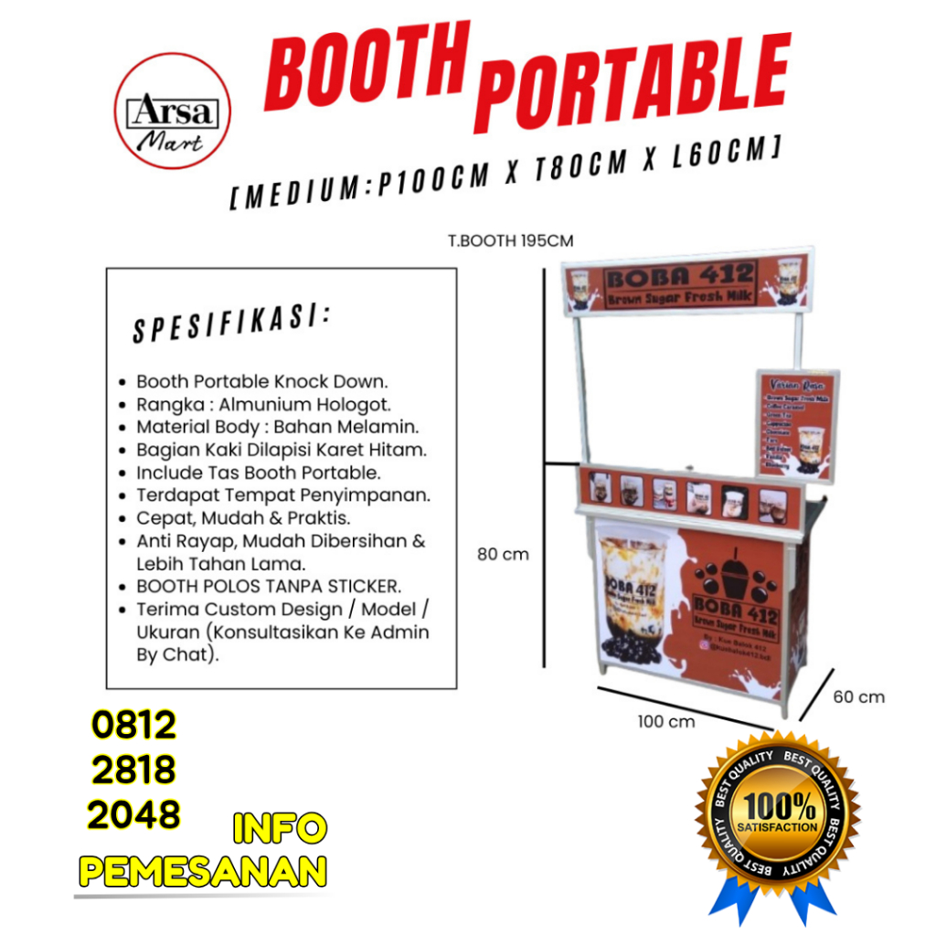 BOOTH PORTABLE MEJA LIPAT EVENT DESK BOOTH JUALAN LIPAT KNOCK DOWN MEDIUM TERMURAH BERKUALITAS