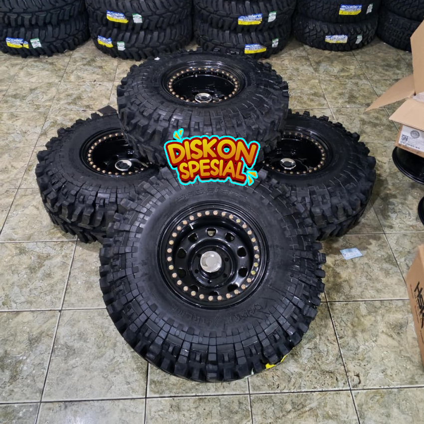 VELG BEADLOCK MOKUPO R15 LOBANG 6 LEBAR 10 SEPAKET BAN 35/10.50R15 BADAK X-TREME HSR BEADLOCK R15