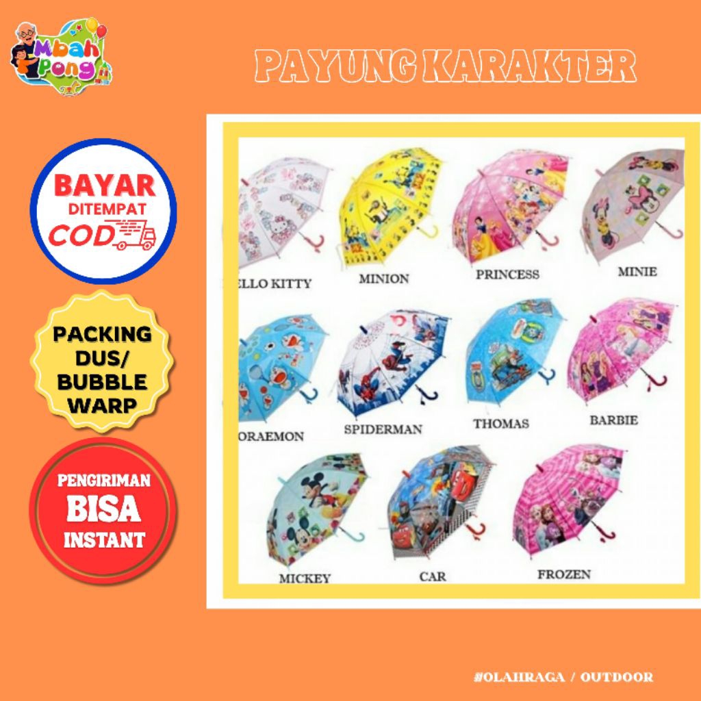 Payung Anak Karakter / Payung Anak Termurah / Payung Renda Karakter