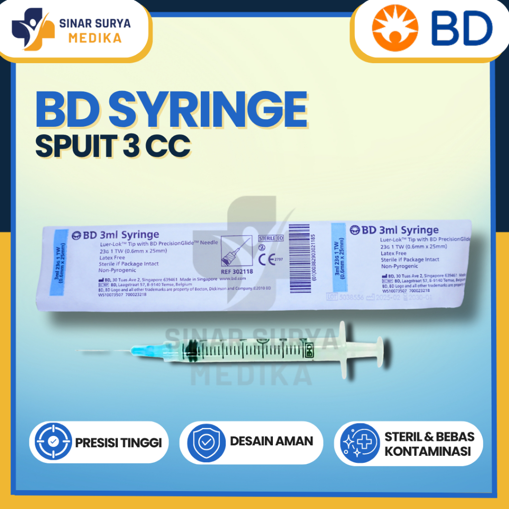 BD -  Spuit BD 3 cc / Disposable Syringe BD Ecer / Syringe BD 3ml / Spuit BD 3cc - PCS
