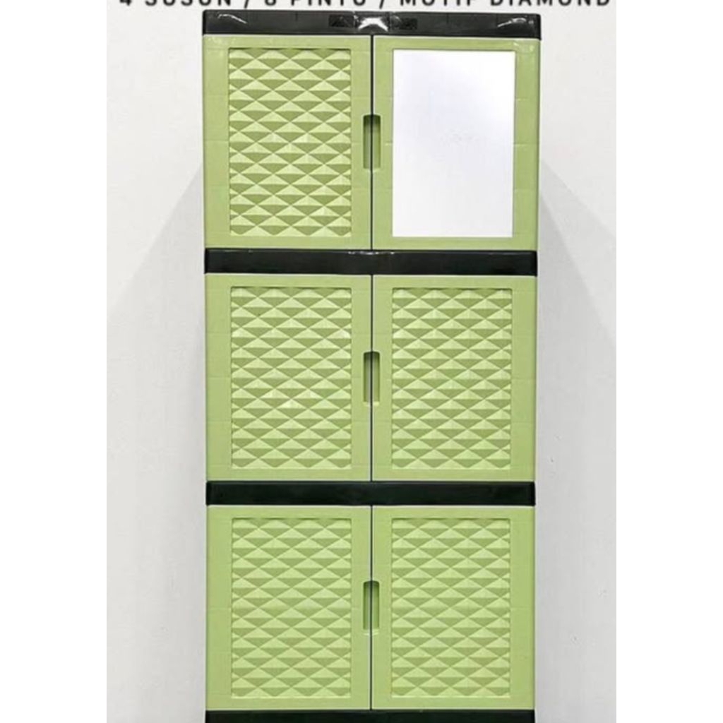 Lemari Plastik 3 susun + Kaca + BUBLLE, Pontianak