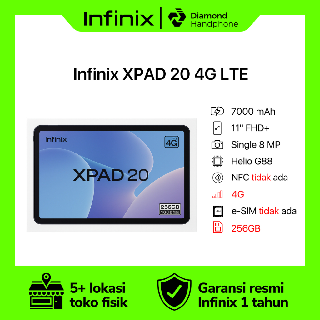 Infinix XPad 20 4G LTE 8/256 Tablet 8/256GB 8GB 256GB Garansi Resmi