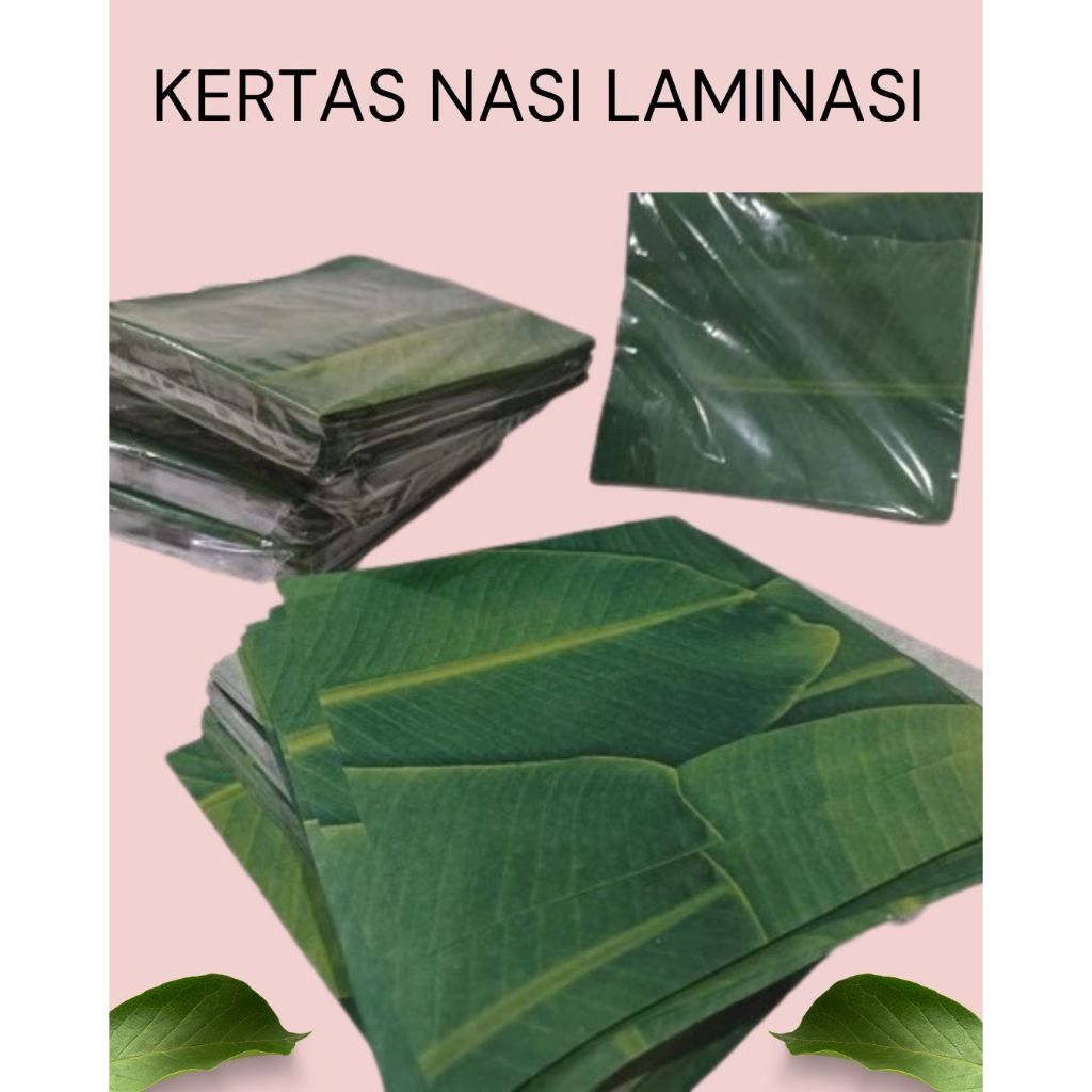 Kertas Laminasi Bungkus Nasi Motif Daun Pisang Alami 50 Pcs