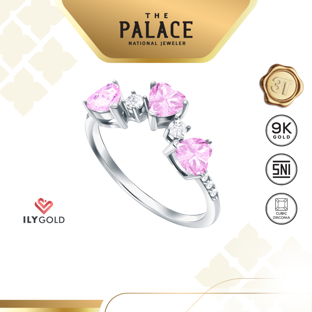 ILY GOLD Heart Link - Heart Trio Ring / Cincin