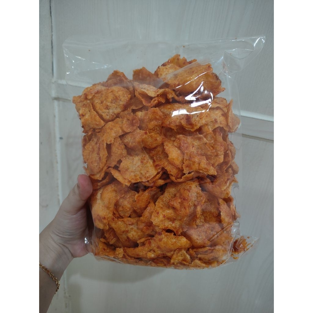 [ Ready Medan ] Emping Pedas Manis Premium/ Emping Tipis Super Rapuh 450gr