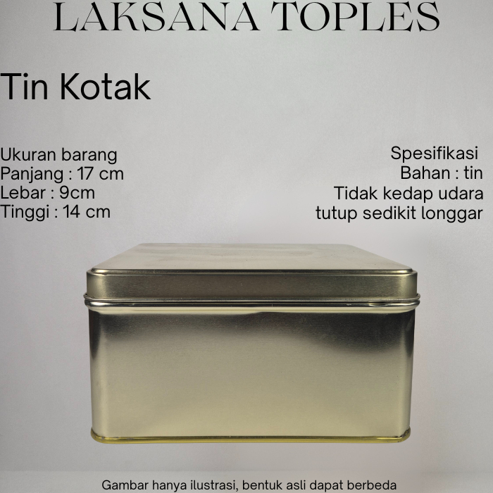 Tin / Kaleng Bentuk Kotak 17x14 / 17x14x9 / box penyimpanan barang