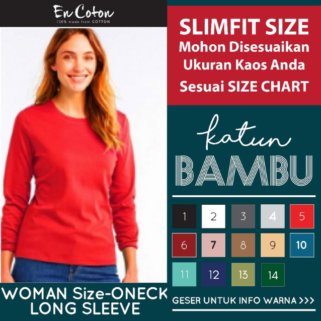 kaos Polos Katun Bambu WANITA Lengan Panjang - Brand Encoton