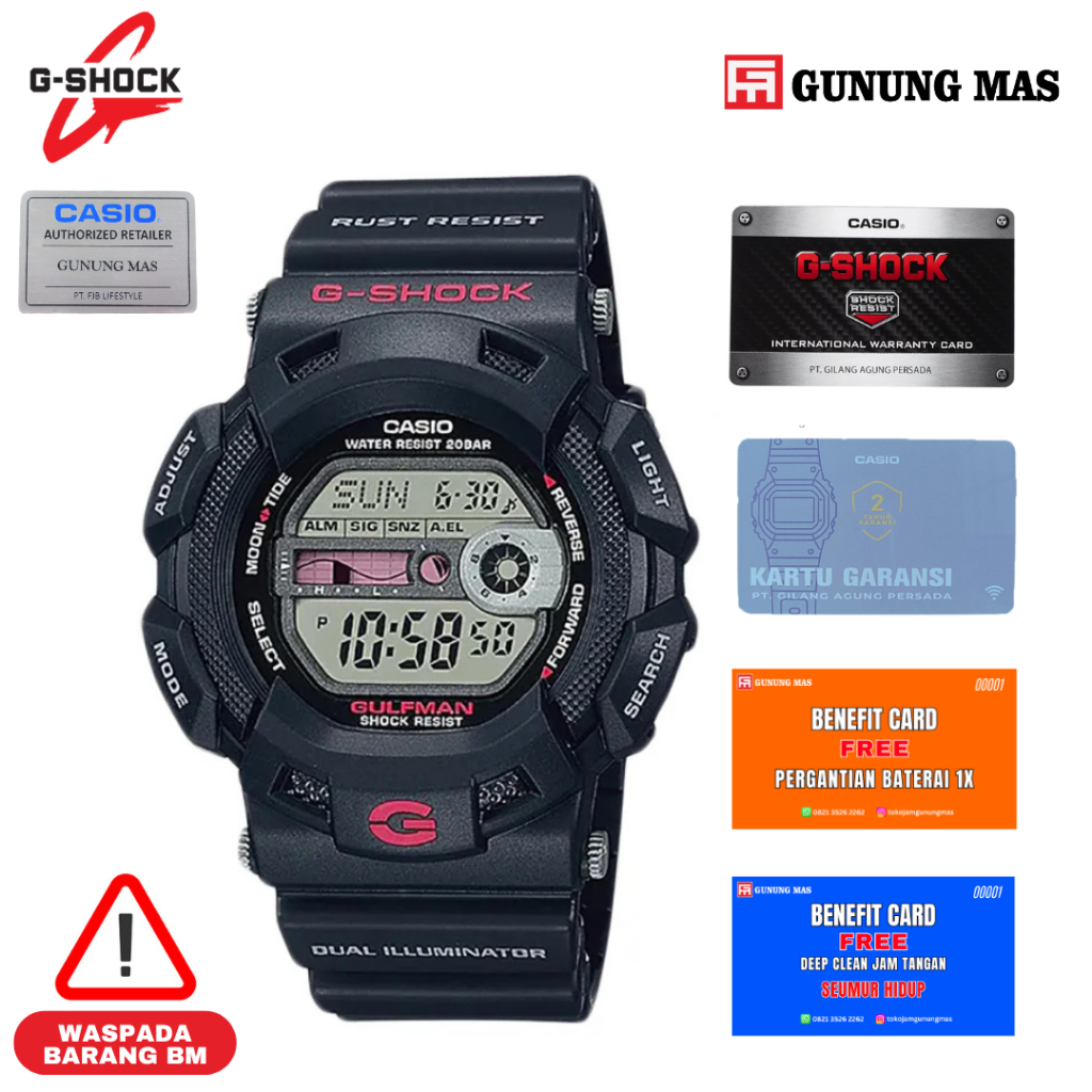 Casio G-Shock GULFMAN G-9100-1ER Man Black Resin 100% Original