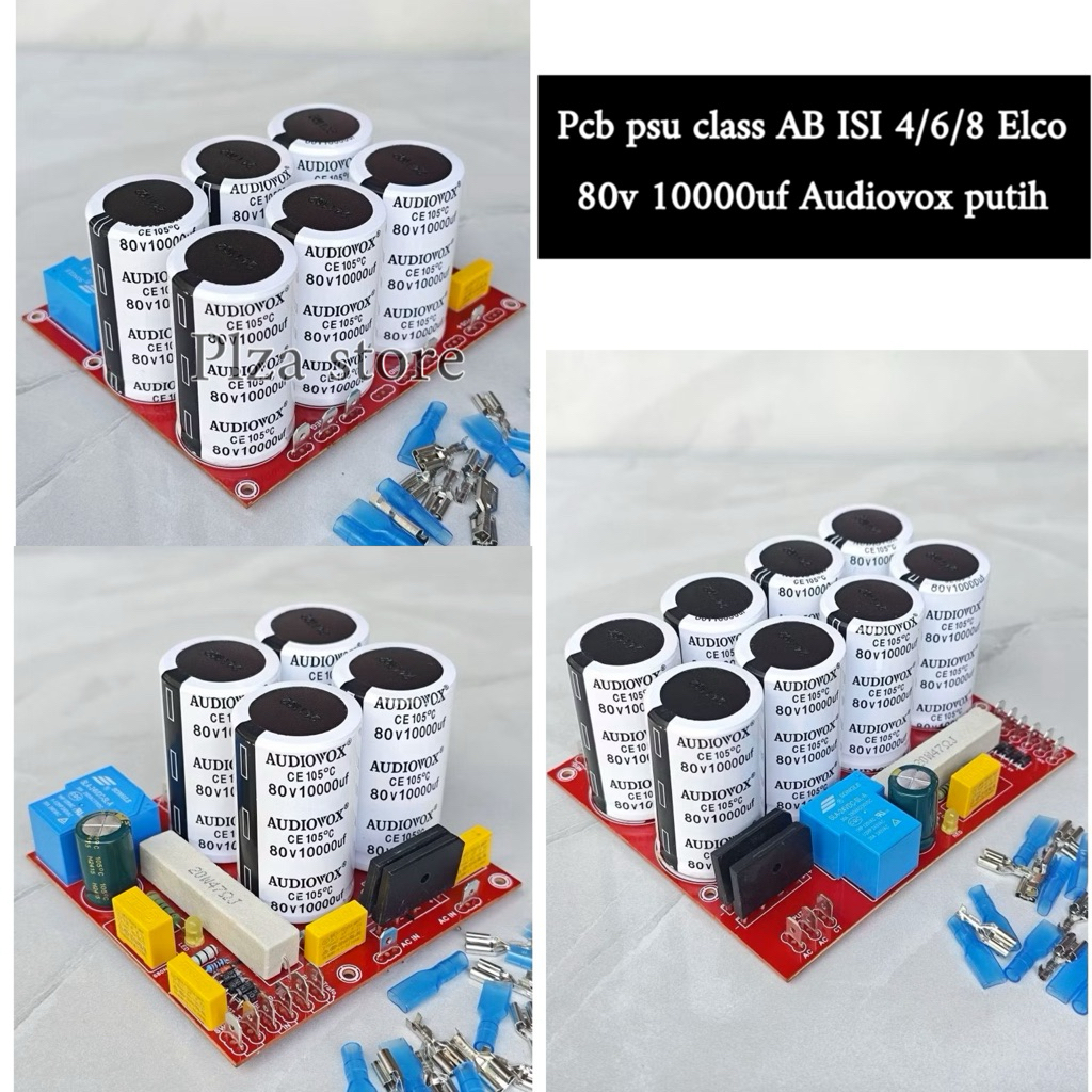 Psu 4/6/8 Elco 80v 10000uf Audiovox putih Lengkap Softstart anti jeglek Psu class AB isi 4 elko/6 el