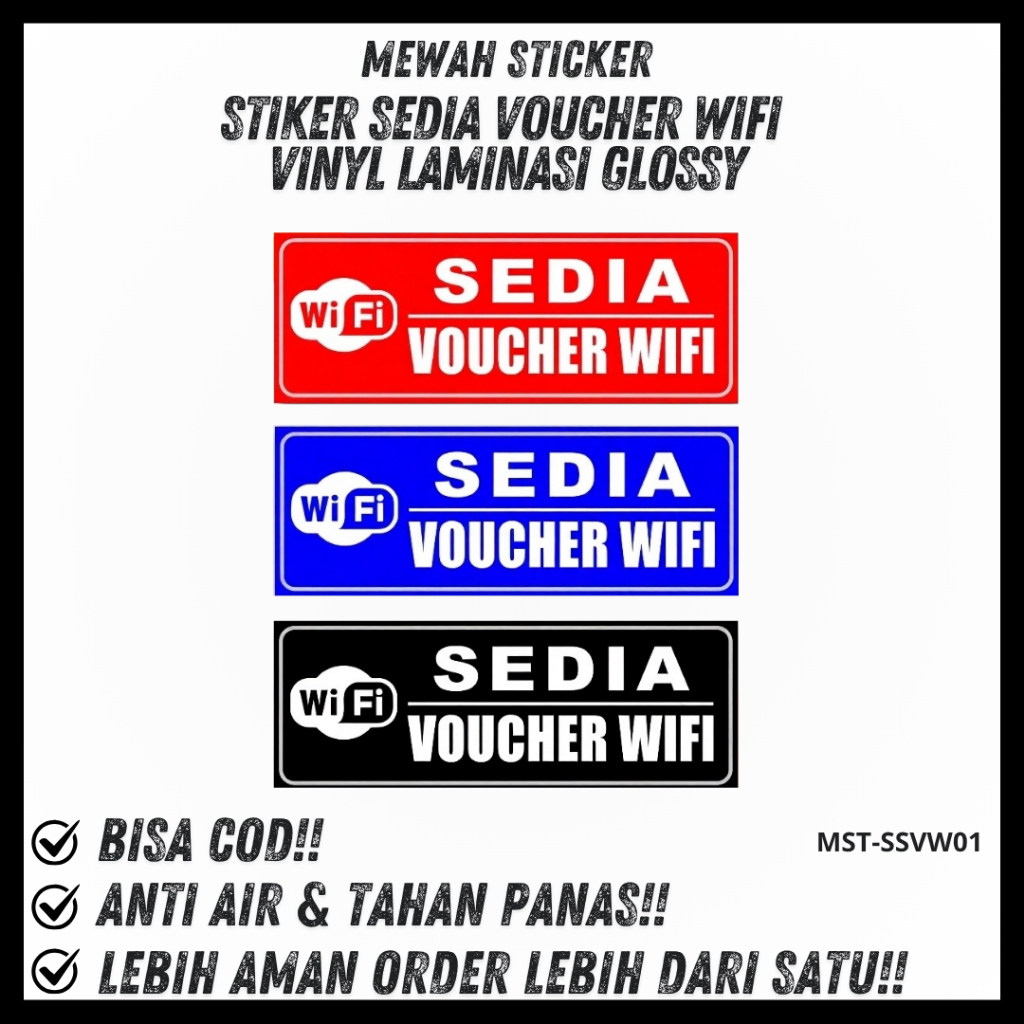 STIKER SEDIA VOUCHER WIFI/WIFI/VOUCHER WIFI VYNL LAMINASI GLOSSY