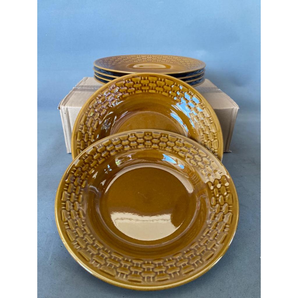 Piring Keramik Woven 3 Warna / Piring Makan / Piring Beling / Piring Keramik 1 Lusin