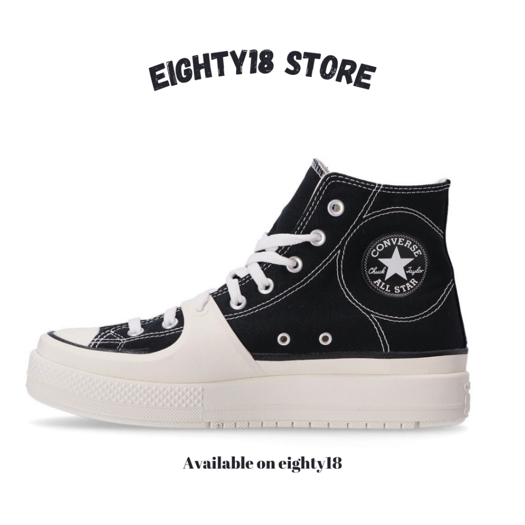 Converse CTAS Construct Hi Black Vintage White Resmi