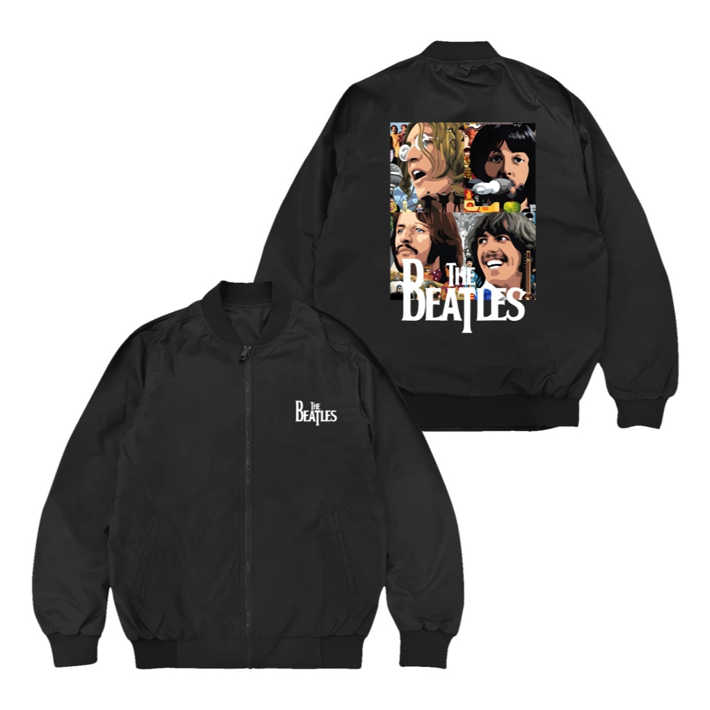 Populasi Jacket Bomber The Beatles Vector Jacket pria waterproof Black Unisex