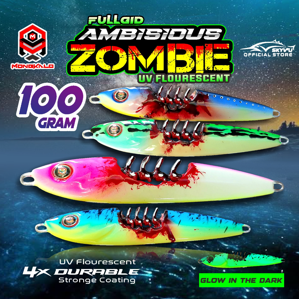 Metal Jig MONGKALO AMBISIOUS ZOMBIE 100 Gram FULL GID Umpan Jigging 100grm Zombie Metaljig 100gr Men