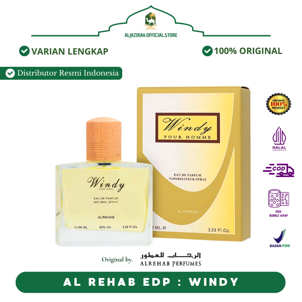 Al Rehab Parfum WINDY Spray 100ml original AL REHAB PERFUMES | BPOM & ORIGINAL