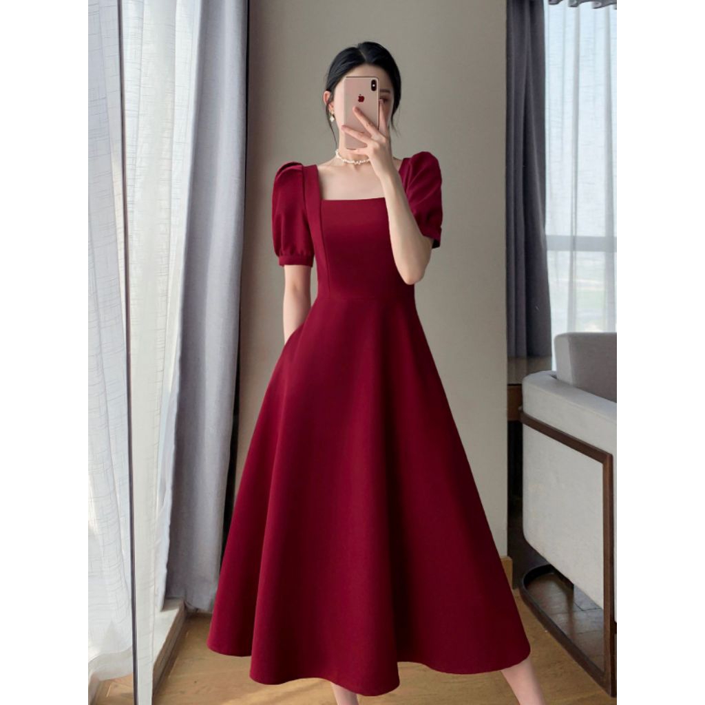META Dress Wanita Korean Style Voxy Premium / Dress Christmas Season