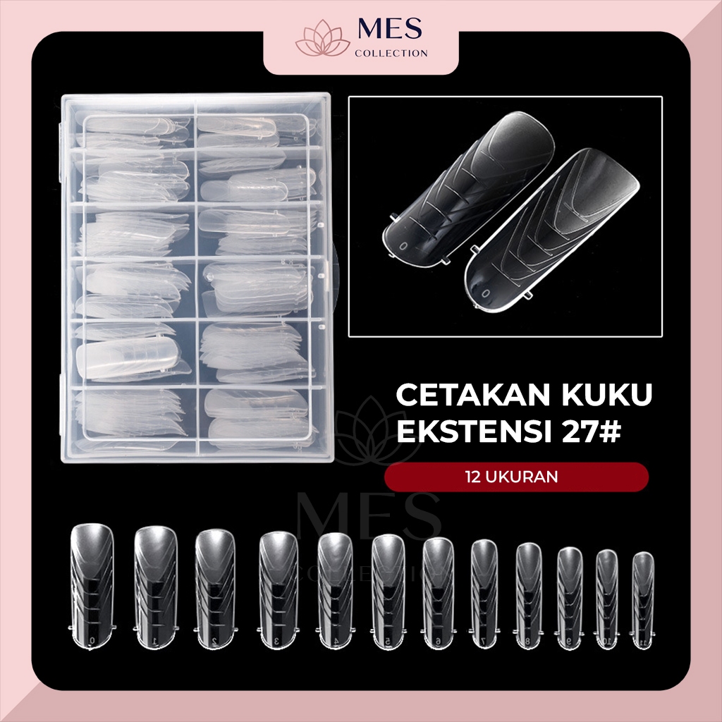 120 Buah Cetakan Kuku Ekstensi Kristal Nail Art Fake Nails Tips Bahan Akrilik dengan Cetakan Bentuk 