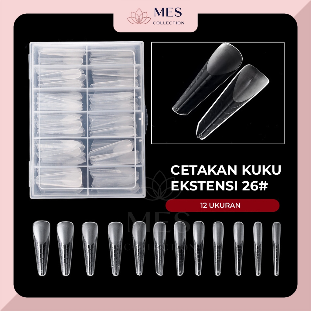 120 Buah Cetakan Kuku Ekstensi Kristal Nail Art Fake Nails Tips Bahan Akrilik dengan Cetakan Bentuk 