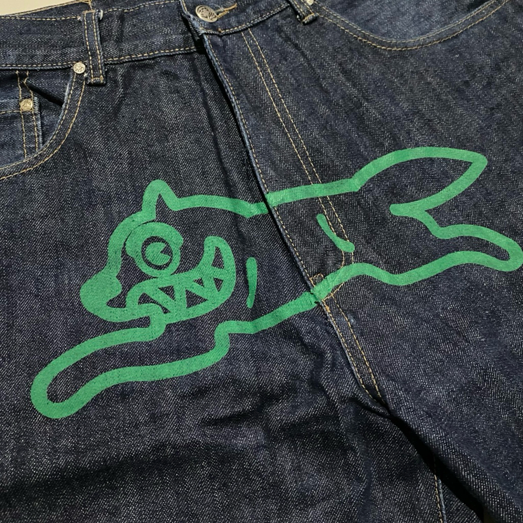 BBC ICECREAM Jorts Running Dog Vintage Green Billionaire Boys Club Short Denim Jeans